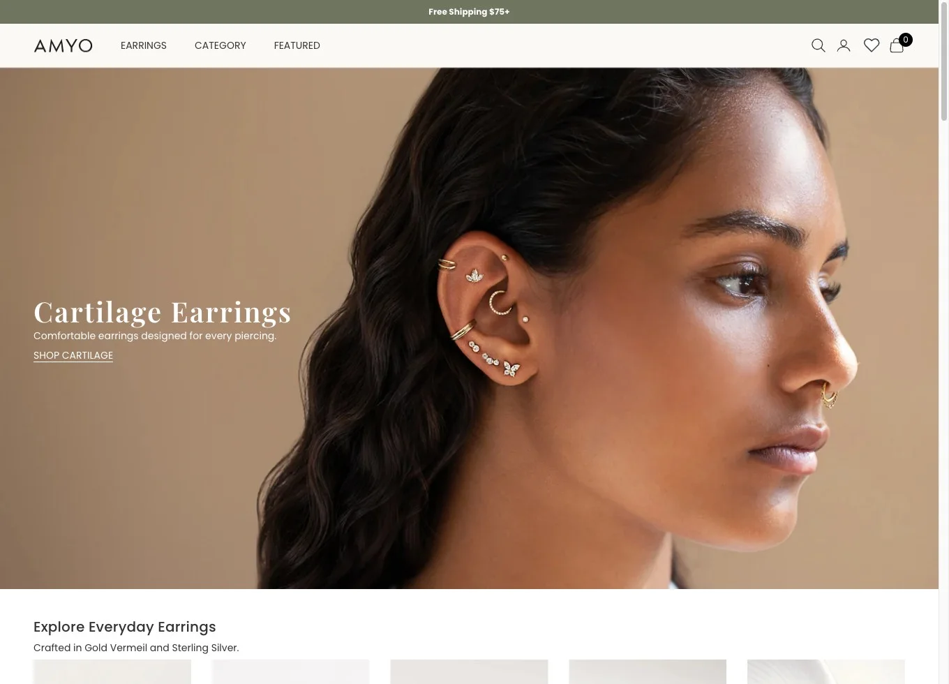 AMYO Jewelry ecommerce storefront